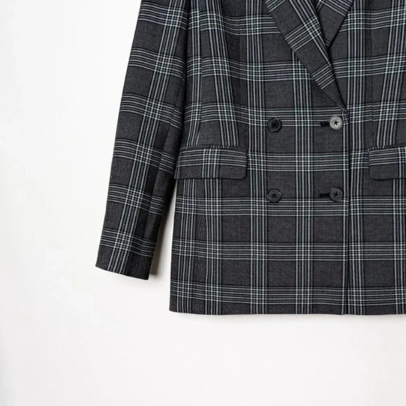 NEW WILFRED Margaux Blazer Plaid Grey Double Breasted  00 XXS Aritzia - Picture 6 of 10
